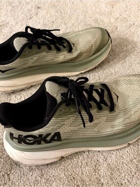 HOKA Women's Sage Green and Black Running Shoes